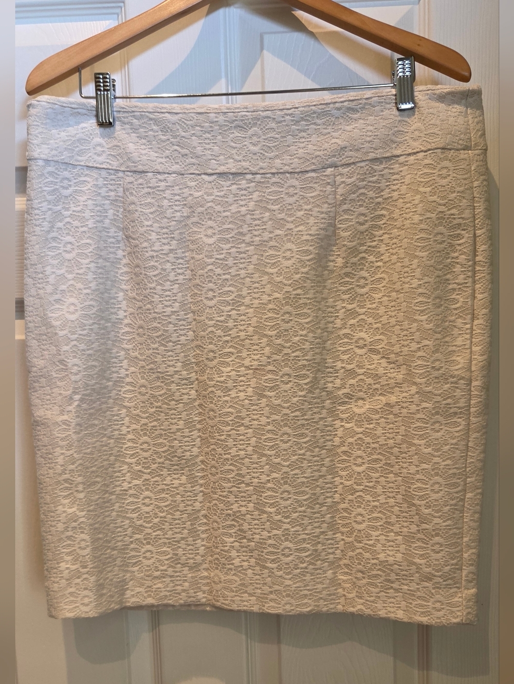 Banana Republic Cream Lace Pencil Skirt (Above The Knee)